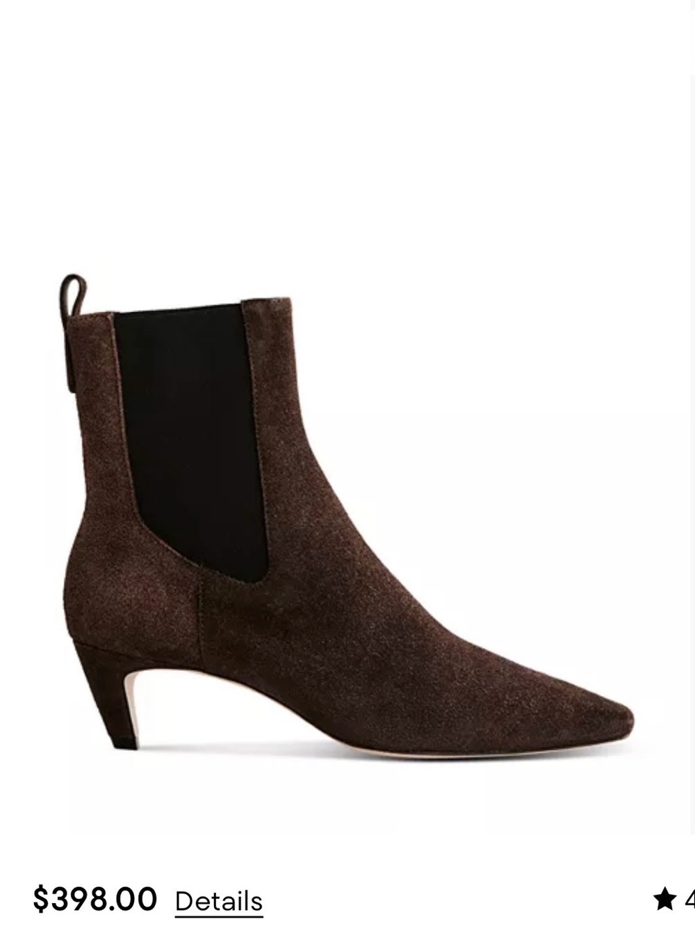 Reformation Dark Brown Suede Pointed-Kitten Heel Ankle Boots - Picture 3 of 7